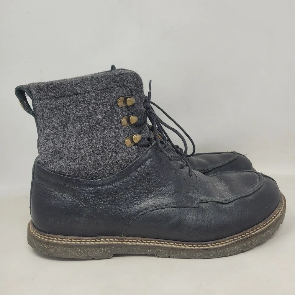 Birkenstock Timmons Boots EU44 US11 Black Leather Wool Felt Lace Up Moc Toe